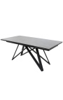 "Atlantis" dining table black steel and concrete gray ceramic top 180-220-260