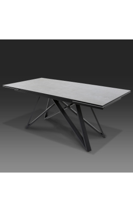 Стол обеденный "Атлантис" черная сталь и бетонная серая керамическая столешница 180-220-260