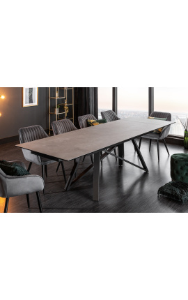 "Antis" matbord svart stål och betongrå keramisk topp 180-220-260