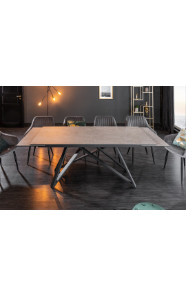 &quot;Atlantis&quot; dining table black steel and concrete gray ceramic top 180-220-260