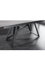 "Atlantis" dining table black steel and concrete gray ceramic top 180-220-260