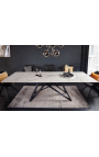 "Slovenčina" jedálenský stôl čierna oceľ s bielym mramorovým keramickým top180-220-260