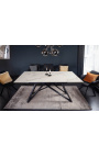 "Atlantis" dining table black steel with a white marble ceramic top 180-220-260