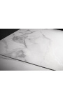 "Atlantis" matbord svart stål med en hvit marmor keramisk topp 180-220-260