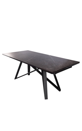 &quot;Atlantis&quot; dining table black steel and graphite ceramic top 180-220-260