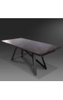 "Atlantis" dining table black steel and graphite ceramic top 180-220-260