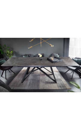 "Slovenčina" jedálenský stôl čierna oceľ a grafit keramický top 180-220-260