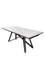 "Atlantis" matbord svart stål med en hvit marmor keramisk topp 180-220-260