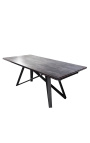 "Atlantis" dining table black steel with a lava look ceramic top 180-220-260