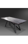 "Atlantis" dining table black steel with a lava look ceramic top 180-220-260