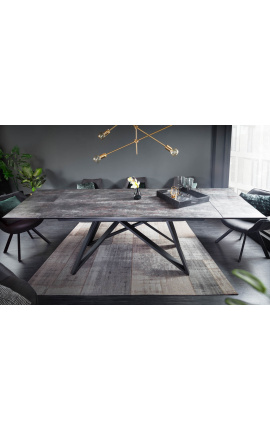 "Antis" matbord svart stål med lava utseende keramiska topp 180-220-260