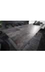 Atlantis mesa de comedor de acero negro con aspecto de lava tapa cerámica 180-220-260