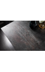 "Antis" jídelní stůl černý ocel s lavovým vzhledem keramický vrchol 180-220-260