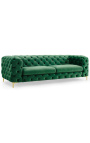 Sofá Art Deco Chesterfield "Rhea" de 3 lugares em veludo verde esmeralda