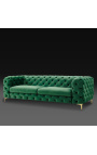 Canapé 3 places "Rhea" design Art Deco Chesterfield en velours vert émeraude