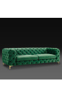 3-scaun "Rea" design de canapea Art Deco în velvet verde