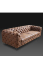 3-zetel "Rhea" sofa design Art Deco in suede chocolade kleur weefsel
