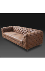 3-miestny "Všeobecný" sofa dizajnArt Deco v suede čokoládová farba tkanina