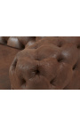 Sofá de 3 lugares "Rhea" design Art Deco Chesterfield tecido de camurça chocolate