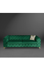 3 plazas Diseño de sofá Rhea Art Deco en terciopelo verde esmeralda