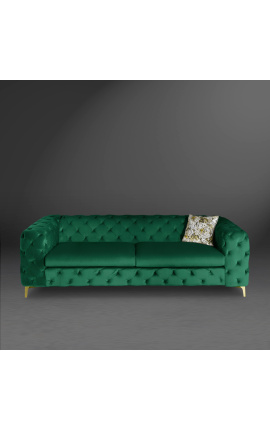 3-seater "Rhea" sofa design Art Deco in emerald green velvet