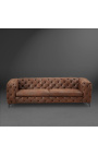 3-miestny "Všeobecný" sofa dizajnArt Deco v suede čokoládová farba tkanina