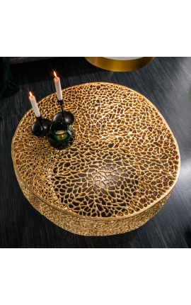 Round &quot;Cory&quot; koffie tafel in staal en goud metaal 80 cm