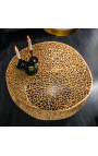 Round "Cory" coffee table in steel and gold metal 80 cm