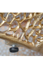 Tavolino rotondo "Cory" in acciaio e metallo oro 80 cm
