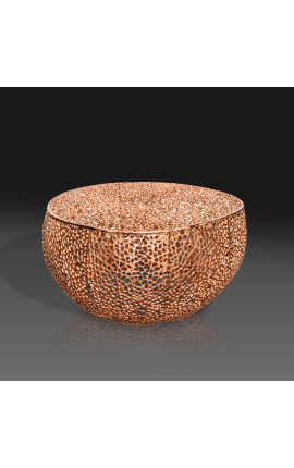 Round "Cory" coffee table in steel and copper colored metal 80 cm