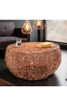 Table basse ronde Cory en acier et métal cuivré 80 cm
