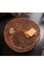 Round "Cory" koffie tafel in staal en koper gekleurd metaal 80 cm