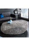 Ovală mare Cory tabel de cafea din oțel și argint colorat metal 120 cm