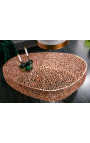 Grote oval "Cory" koffie tafel in staal en koper gekleurd metaal 120 cm