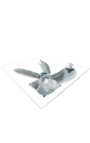 "Helix" matbord i aluminium og sølv-farget stål med glass topp