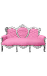 Barock soffa sammetsrosa och silverträ 