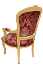 Barokowy krzesło w stylu Louis XV z burgundy i "Gobeliny" wzorce i drewno