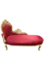 Gran tela de satine rojo chaise longue y madera de oro