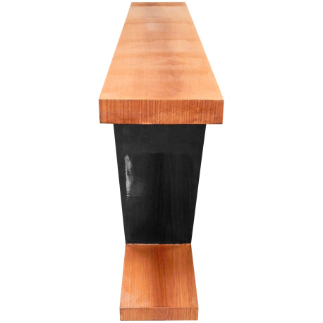 Art Deco style console in elm burl and black lacquered stand