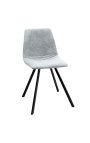 Σετ 4 καρέκλες τραπεζαρίας design "Nalia" σε γκρι σουέτ ύφασμα με μαύρα πόδια