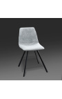 Set av 4 "Nalia" design spisestoler i grå suede tyg med svarte ben