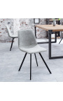 Set of 4 "Nalia" design dining chairs in gray suede fabric with black legs