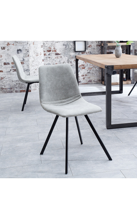 Sada 4 "Nalia" dizajn jedálne stoličky v sivej suede tkanina s čiernymi nohami