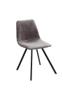 Soubor 4 "Nalia" design jídelních židlí z tkaniny taupe suede s černými nohama