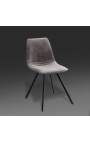 Sada 4 "Nalia" dizajn jedálne stoličky v taupe suede tkanina s čiernymi nohami