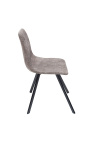 Set de 4 "Nalia" design scaune de masă în taupe suede țesut cu picioare negre