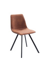 Sæt af 4 "Nalia" design spisestue stole i chokolade ruskind stof med sorte ben