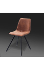 Комплект от 4 дизайнерски трапезни стола "Nalia" от шоколадов велур с черни крака
