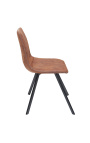4 készlet "Nalia" design étkező székek csokoládé suede szövet fekete lábak