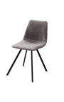 Conjunto de 4 cadeiras de jantar de design "Nalia" em tecido camurça taupe com pernas pretas